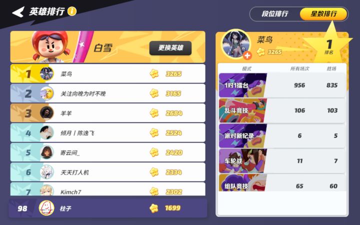 和一位雪怪大佬的pk截图