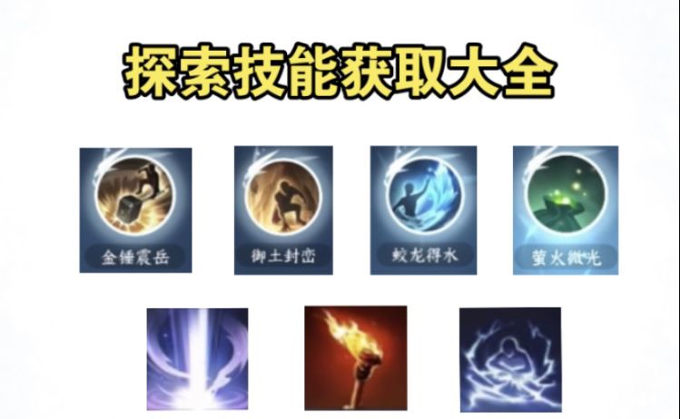 【逆水寒公测攻略】九大探索技能获取攻略，往后任务必备！
1. 蛟龙得水
用普攻击打水面
直到普攻键变成水球，再用水球砸水面上的水花就能获取技能了
2. 御土封峦
在桃溪村土地庙（动作）上香获得（964.1169）
3.金锤震岳
任务一：与桃溪村唐大铸对话（995.1161）
选择唠嗑，确实四处走了走-触发传闻
任务二：与汴京唐铸对话（946.1095）
选择忠肝义胆之人
4.雷霆万钧
前往三清山（截图