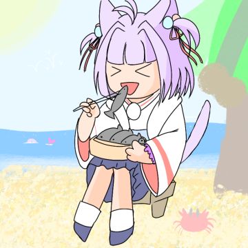 [猫游大头贴]猫猫吃鱼