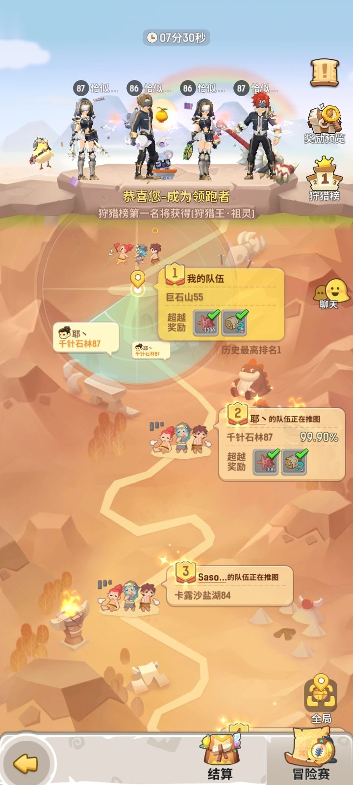 4区174团,今晚出狩猎季了,狩猎王拿下。记录贴截图