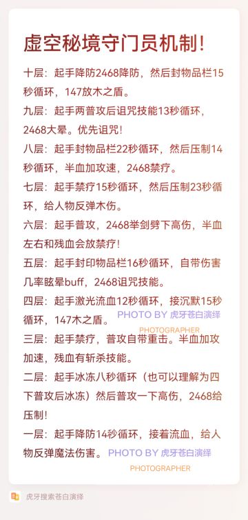 新版虚空秘境全守门机制！