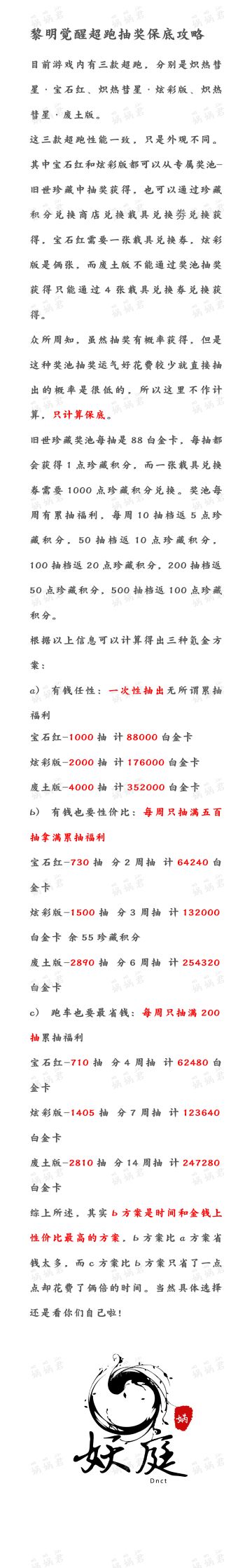 黎明觉醒超跑抽奖保底攻略