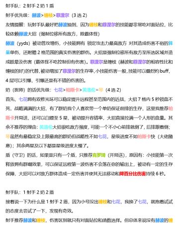 新手向人物选择射手篇 攻略