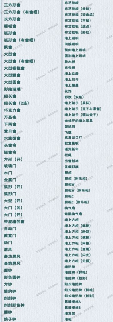 新品家具服装图鉴文字版