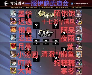 一服第十三届武道会——伊鹤十六强运动员对阵表（评论心仪冠军参与抽奖）