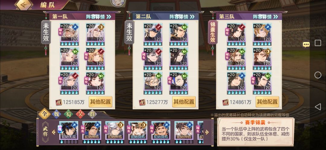 分享一下这周的会武阵容截图