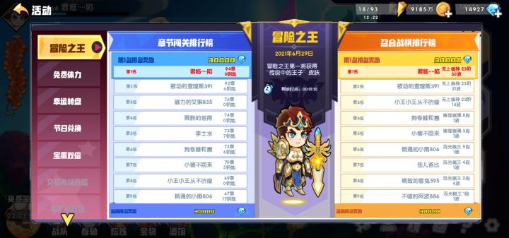 终于冒险王第一了！！！截图