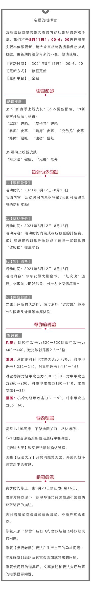 8月11日版本更新公告