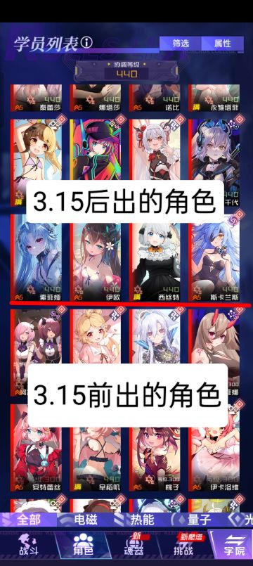 挑战只用23年3月以前出的角色打上X+