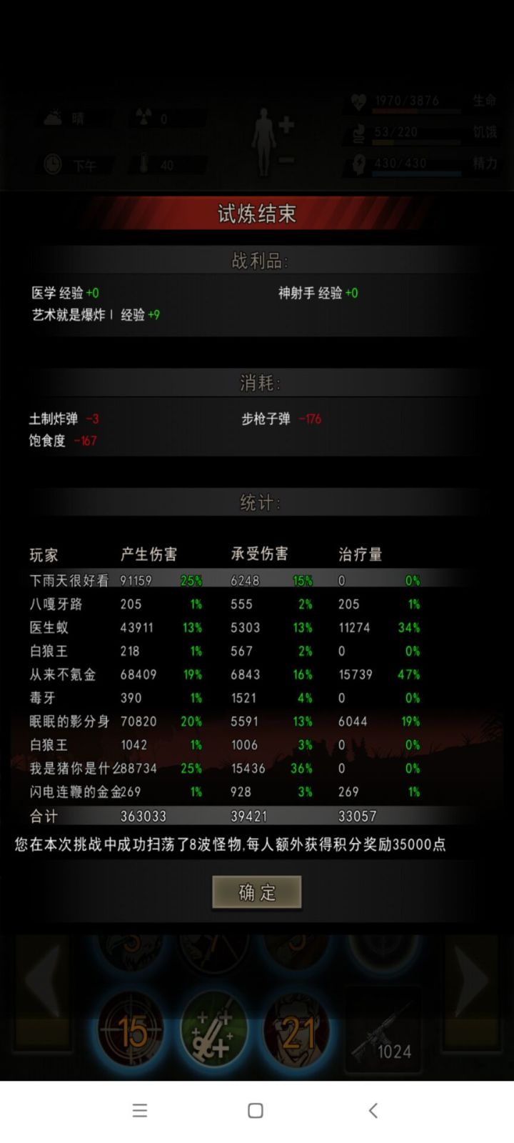 队友18%精步枪,9w输出。截图