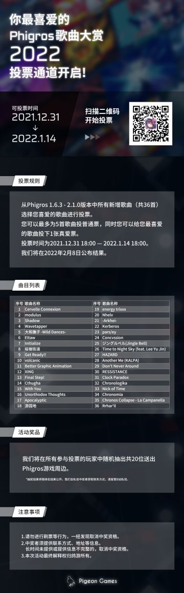 你最喜爱的Phigros歌曲大赏「2022」