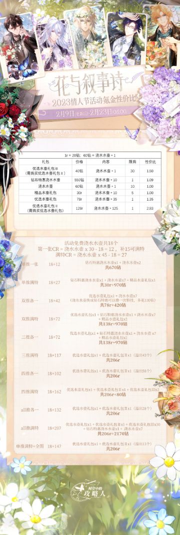 花与叙事诗CR卡浇水获取性价比（博摘，侵撤）