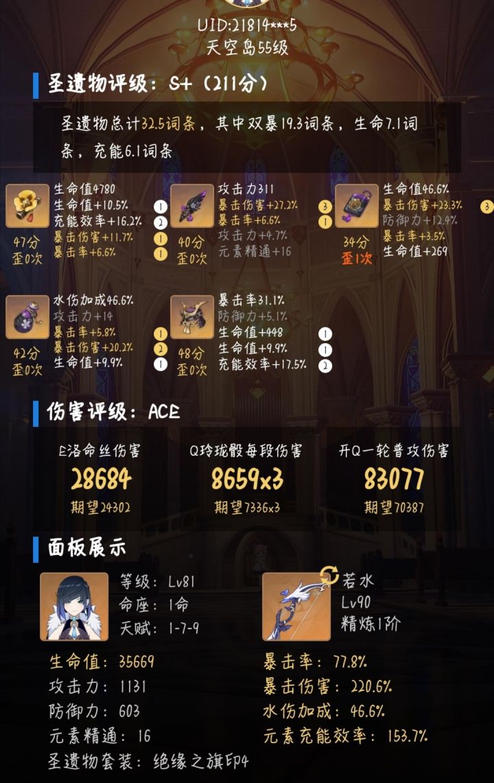 问一下夜兰的面板怎么选截图