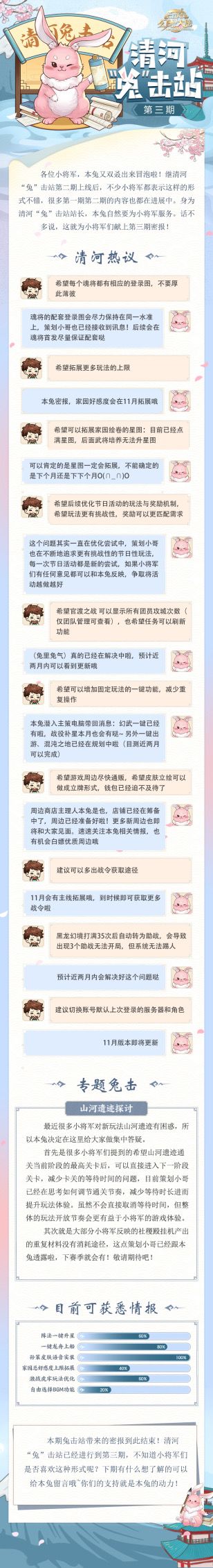 清河“兔”击站，第三期密报献上！