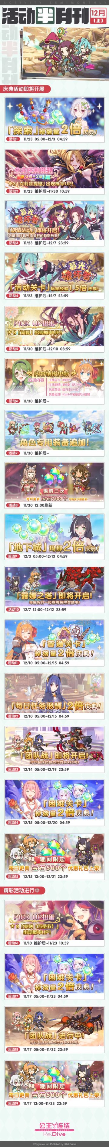 十二月上旬常规活动开展预告