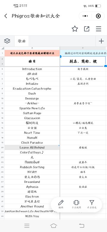 歌曲知识大全（已更新至账号版本）