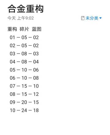 【攻略】合金机兵重构等级需要资源对照图！
