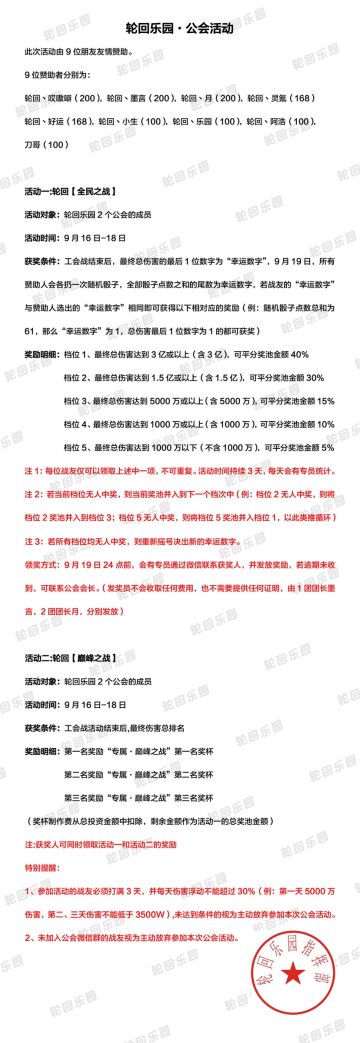 正式服轮回乐园公会活动➕创建第三团