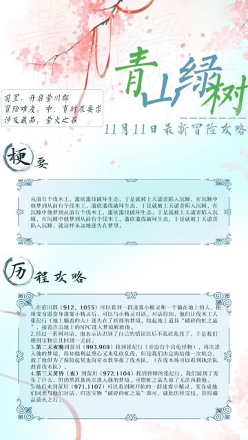 听雨声 长命百岁 绿水青树 冒险历程藏品攻略