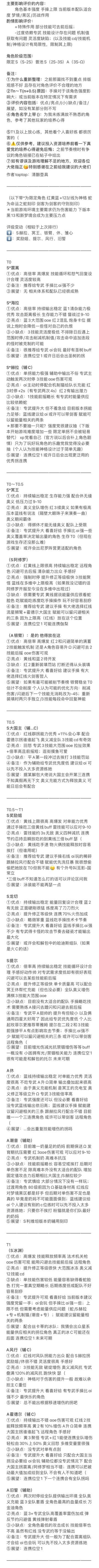 全角色梯度榜+简评（1.2版本攻略）