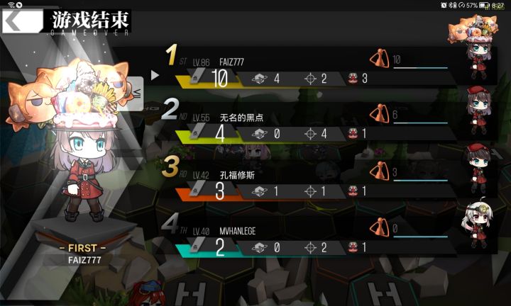 昨天打的战绩截图