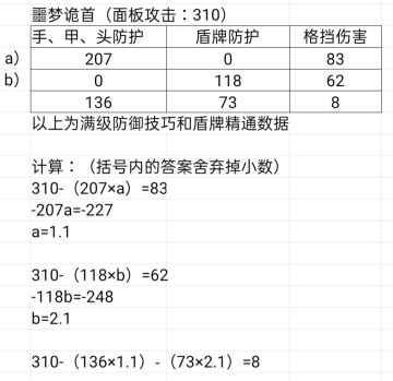 玩家格挡伤害及混铁棍所减护甲计算