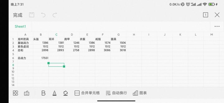 弄了个龙吟虚战表格截图