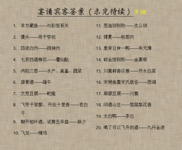 【岁烟】宴请宾客20题题库答案及酒菜奖励明细分析！（继续修改）