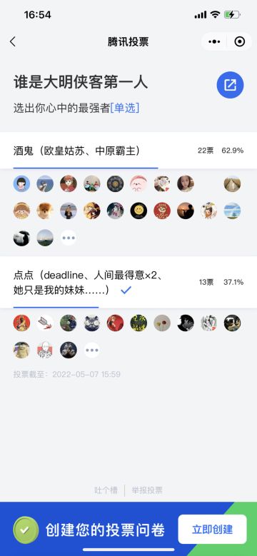 投票结果出来了