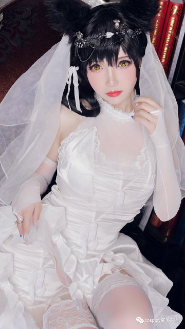 cos：碧蓝航线爱宕cos正片@雪晴，娇羞新娘
