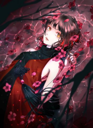 #角虫的腿部挂件#落樱无情，流水有意（来源： @Ariana）