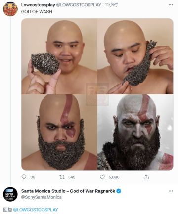 钢丝球大光头 圣莫妮卡点赞了低成本COS小哥的战神