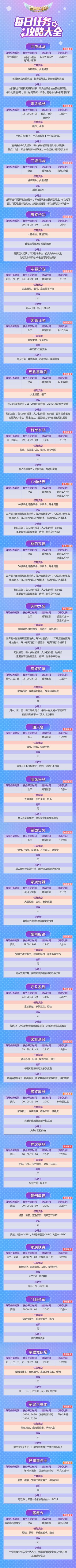 每日任务大全，奖励拿到手软