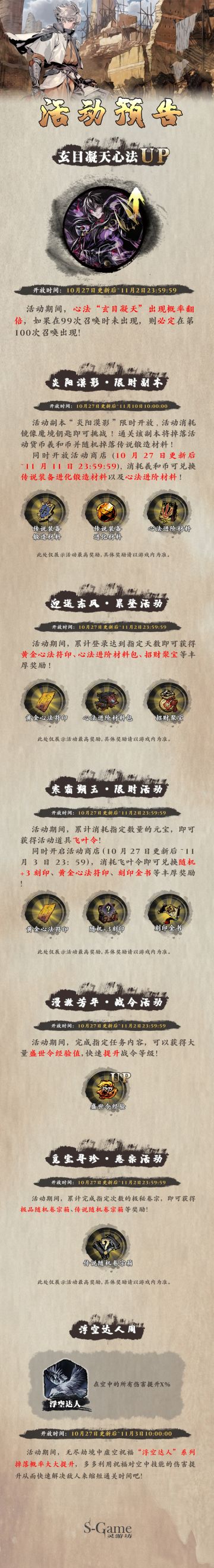 【橙贴】玄目凝天心法UP！炎阳漠影限时副本及本周福利活动说明！