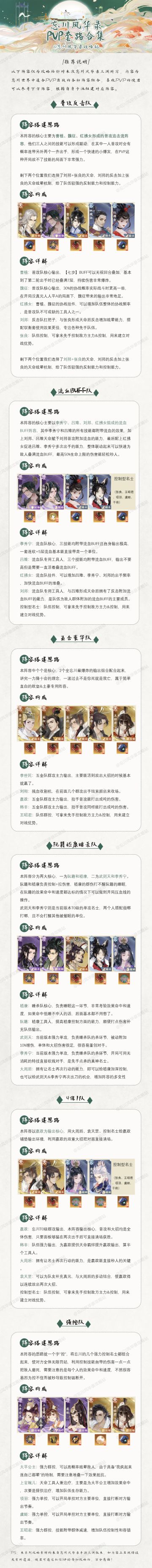 《忘川PVP套路阵容汇总》