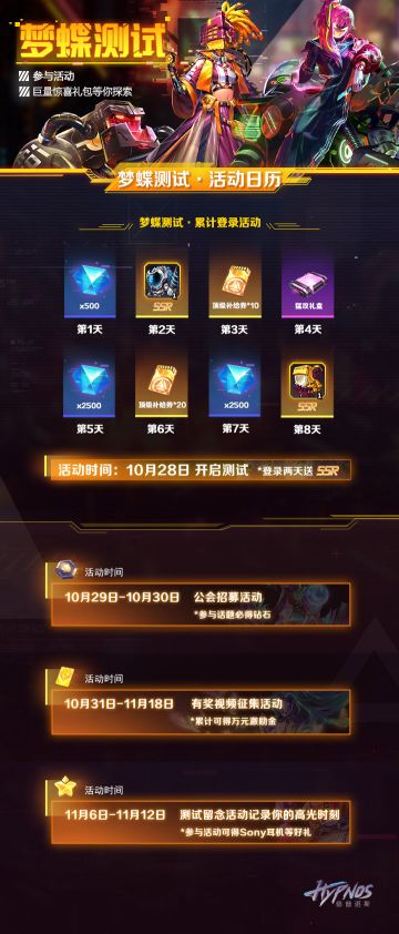《修普诺斯》梦蝶测试活动日历