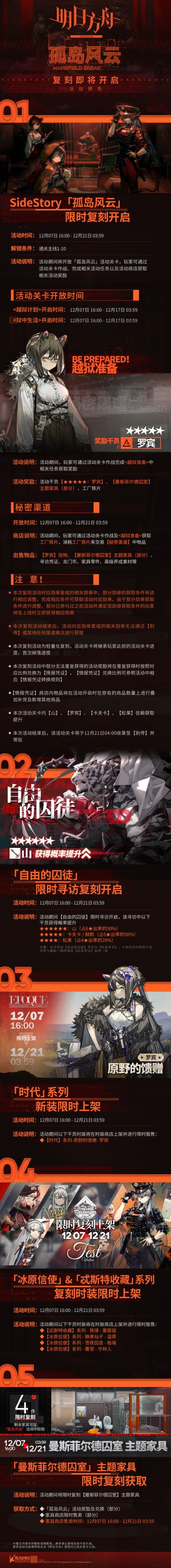 《明日方舟》SideStory「孤岛风云」复刻即将开启