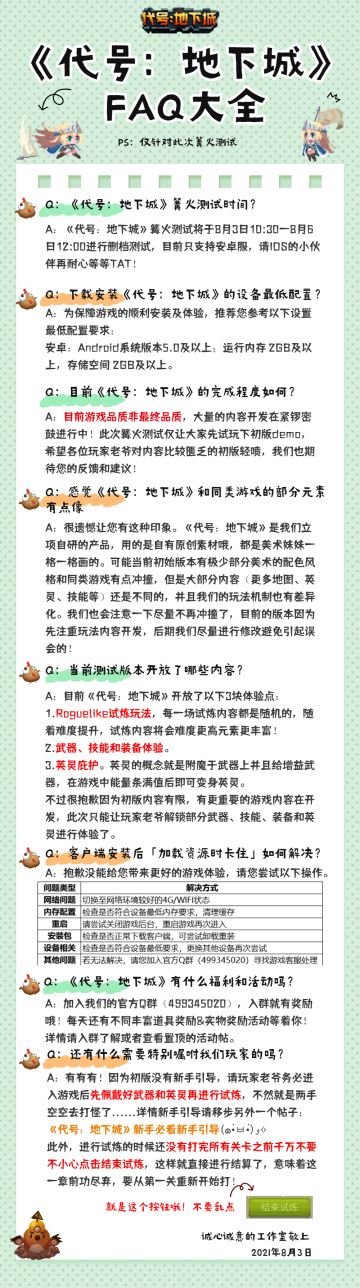 《代号：地下城》FAQ大全