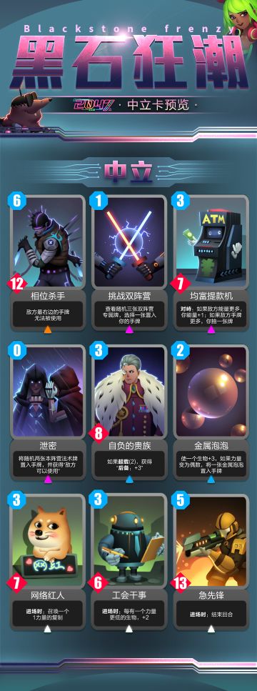 7月11日更新公告，剩余9张中立新卡上线