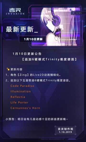 1月10日更新公告