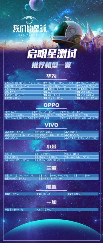 【启明星测试】推荐机型一览