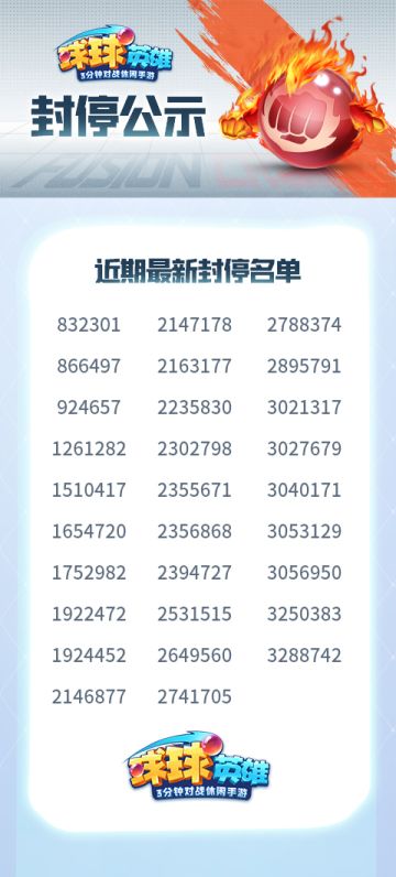 【封停公示】本周封禁名单公示