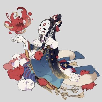 #角虫的腿部挂件#萌狐幻化（来源：@カサカ）