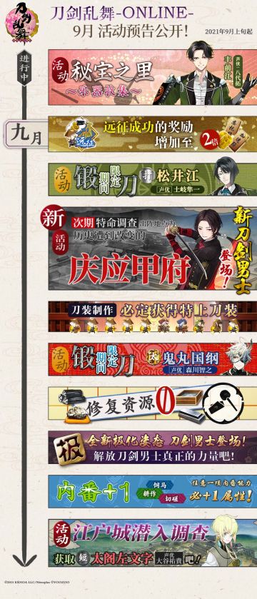 九月活动预告 全新刀剑男士登场！「特命调查 庆应甲府」即将开启！