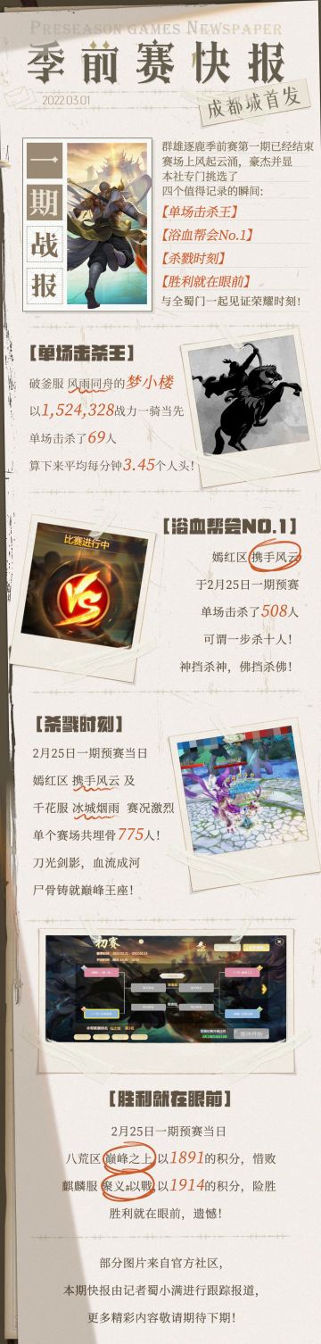 帮会联赛一期战报来袭！让我们看看单场击杀王究竟是谁？