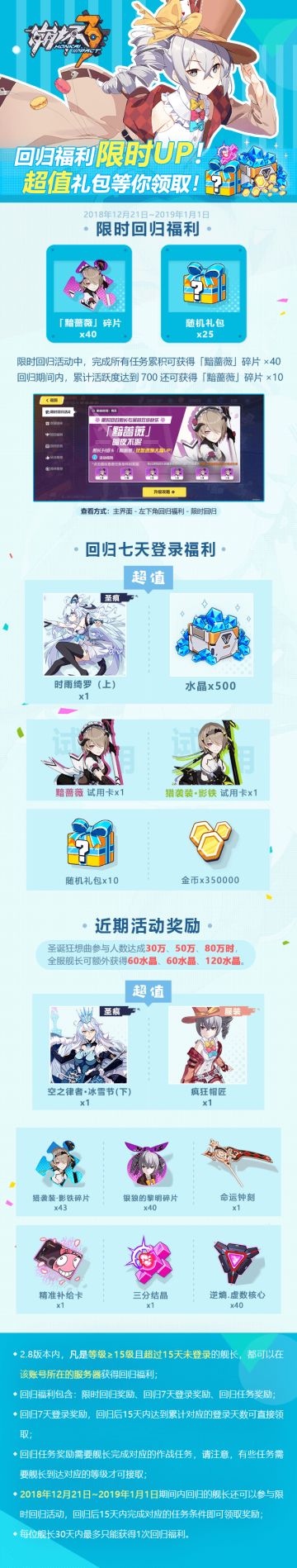 活动资讯 | 《崩坏3》回归福利限时up！超值礼包等你来拿！