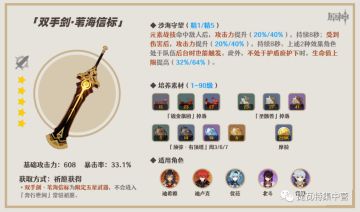 【原神】苇海信标-双手剑玩家用会效果会好吗？