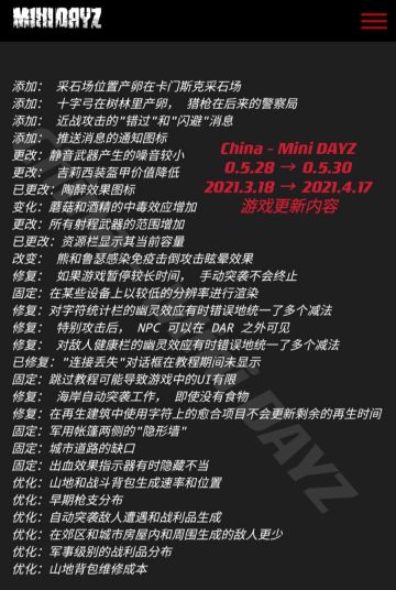【Mini DAYZ 2】0.5.30版本更新