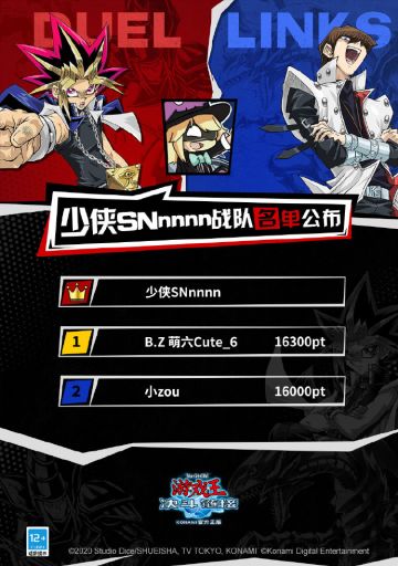 【决斗王中王】蓝方阵营少侠SNnnnn 战队名单已产生