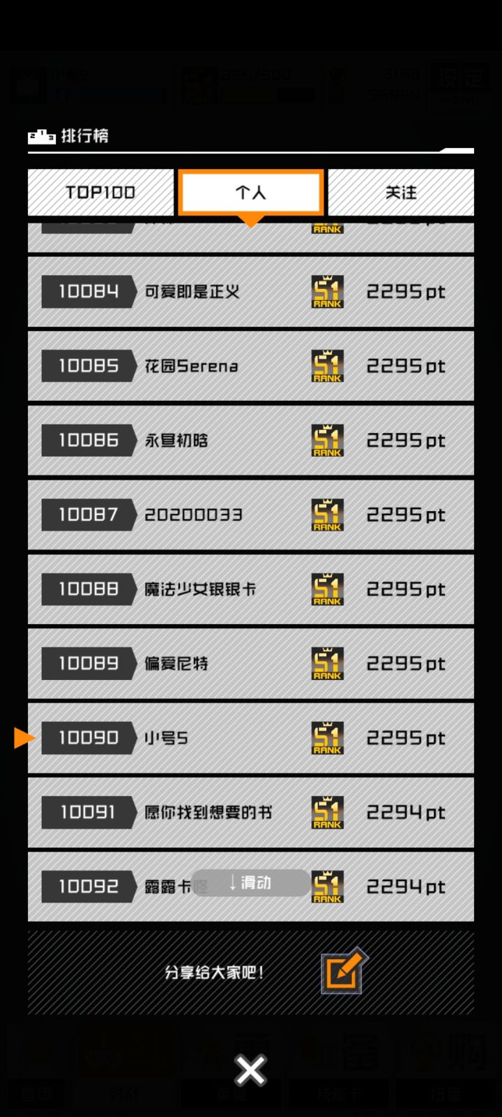 S1 294分目前人数截图